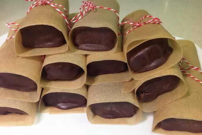 Protein Bars in brown parchment paper with twine