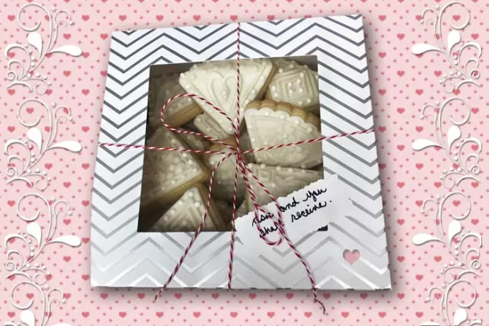 White Wedge Cookies in a box