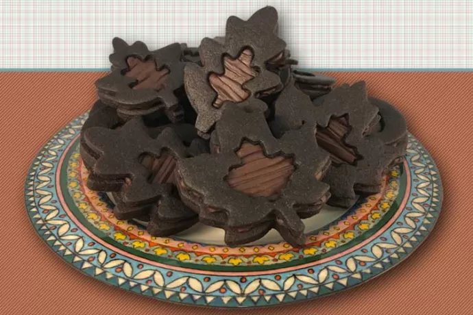 A plate full of chocolate leaves