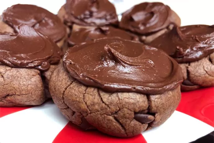 Frosted Double Chocolate Cookies