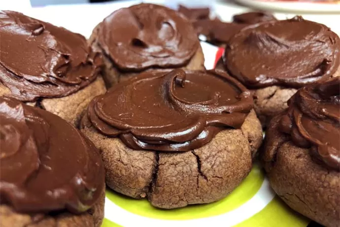 Frosted Double Chocolate Cookies