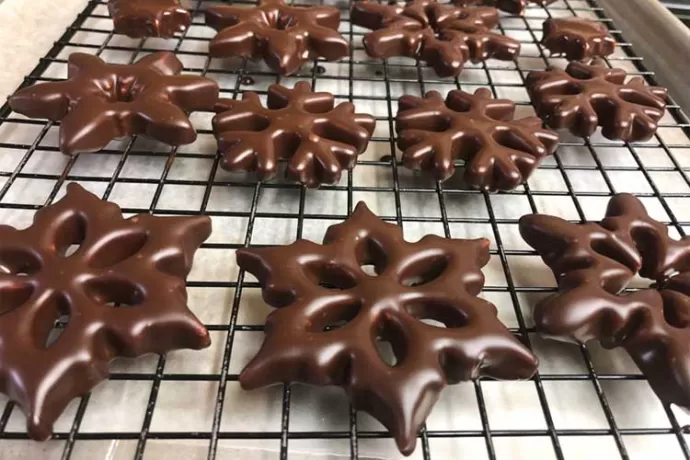 Chocolate-dipped Snowflakes