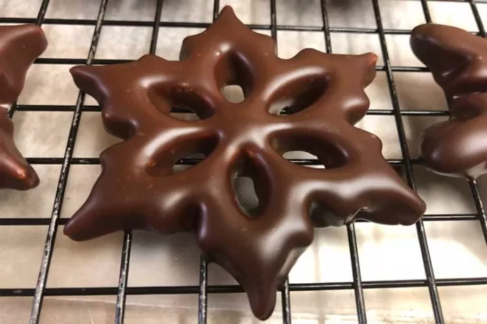 Chocolate-dipped Snowflakes